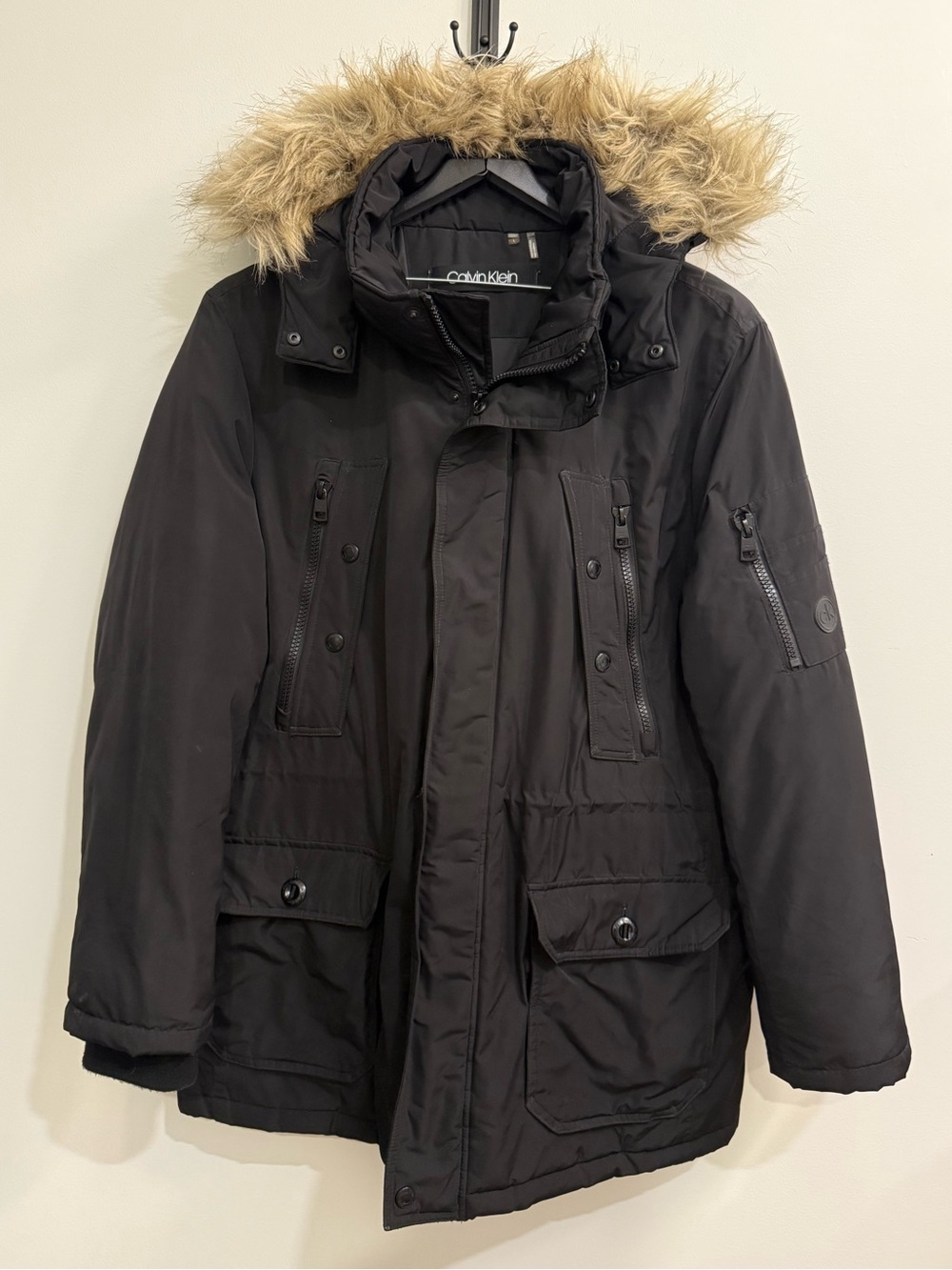 Calvin Klein - Faux Fur Hood Winter Jacket - Black - XL